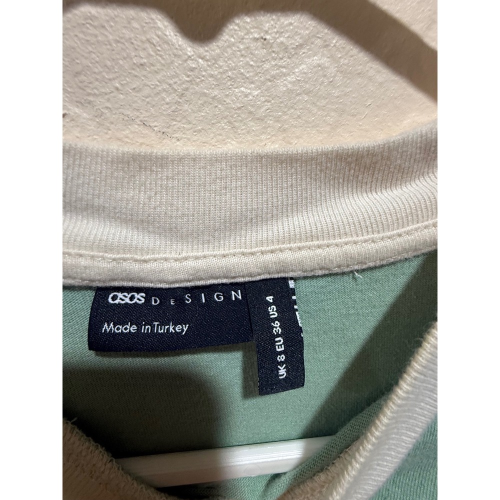 ASOS DESIGN Womens Green White Striped Short Sleeve Midi T-Shirt Dress Size 4 - Picture 2 of 3